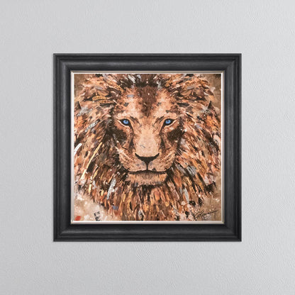 Colour Lion with Multi Foil Embellishment Framed Wall Art