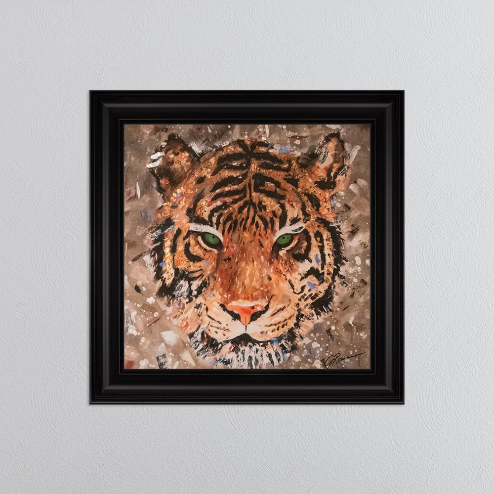 Colour Tiger with Multi Foil Embellishment Framed Wall Art