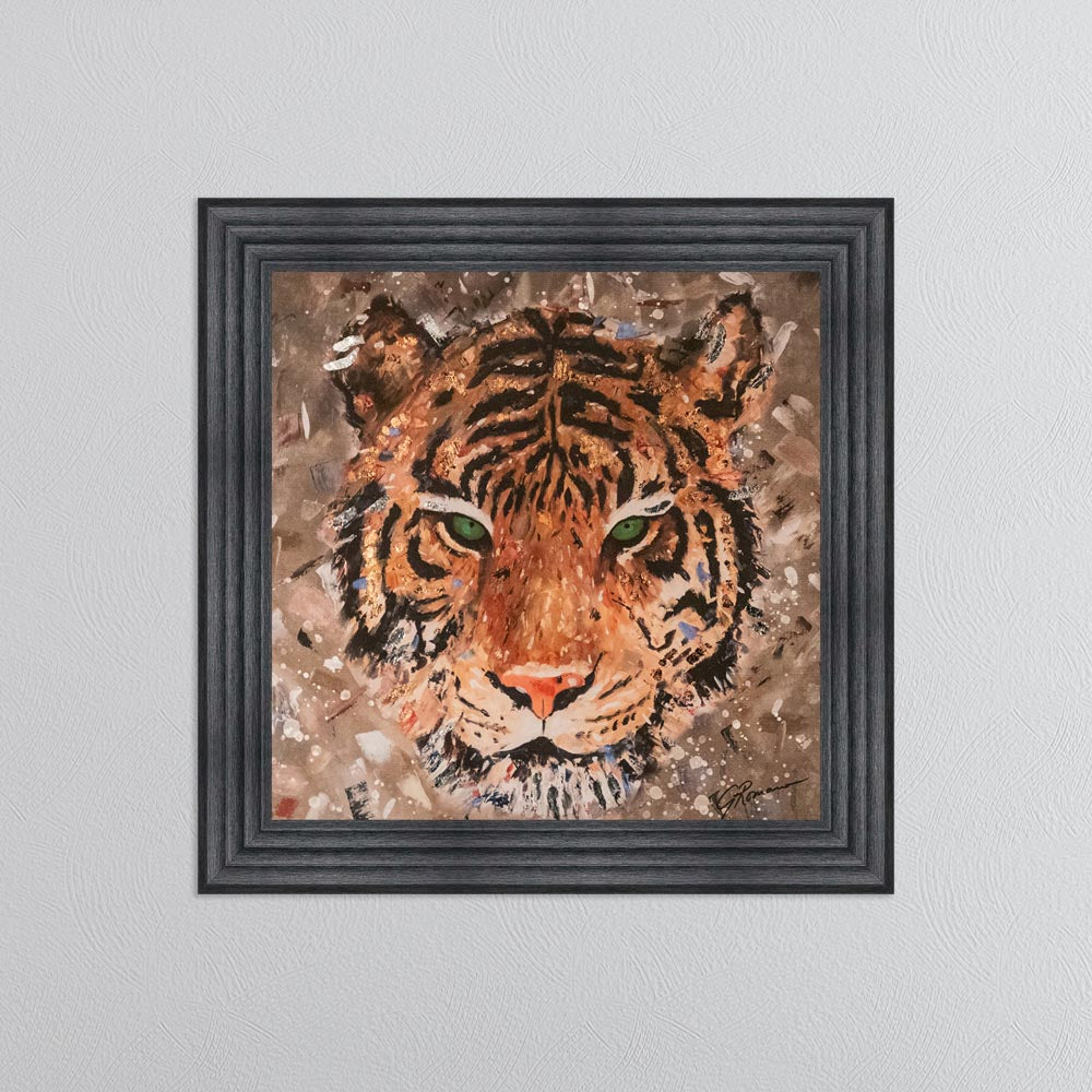 Colour Tiger with Multi Foil Embellishment Framed Wall Art