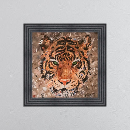 Colour Tiger with Multi Foil Embellishment Framed Wall Art