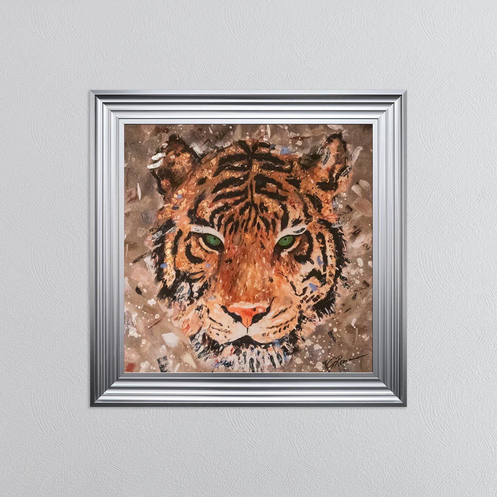 Colour Tiger with Multi Foil Embellishment Framed Wall Art