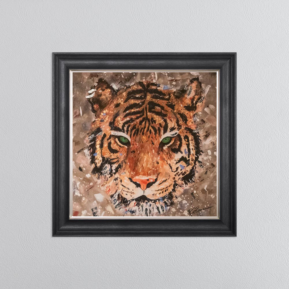 Colour Tiger with Multi Foil Embellishment Framed Wall Art