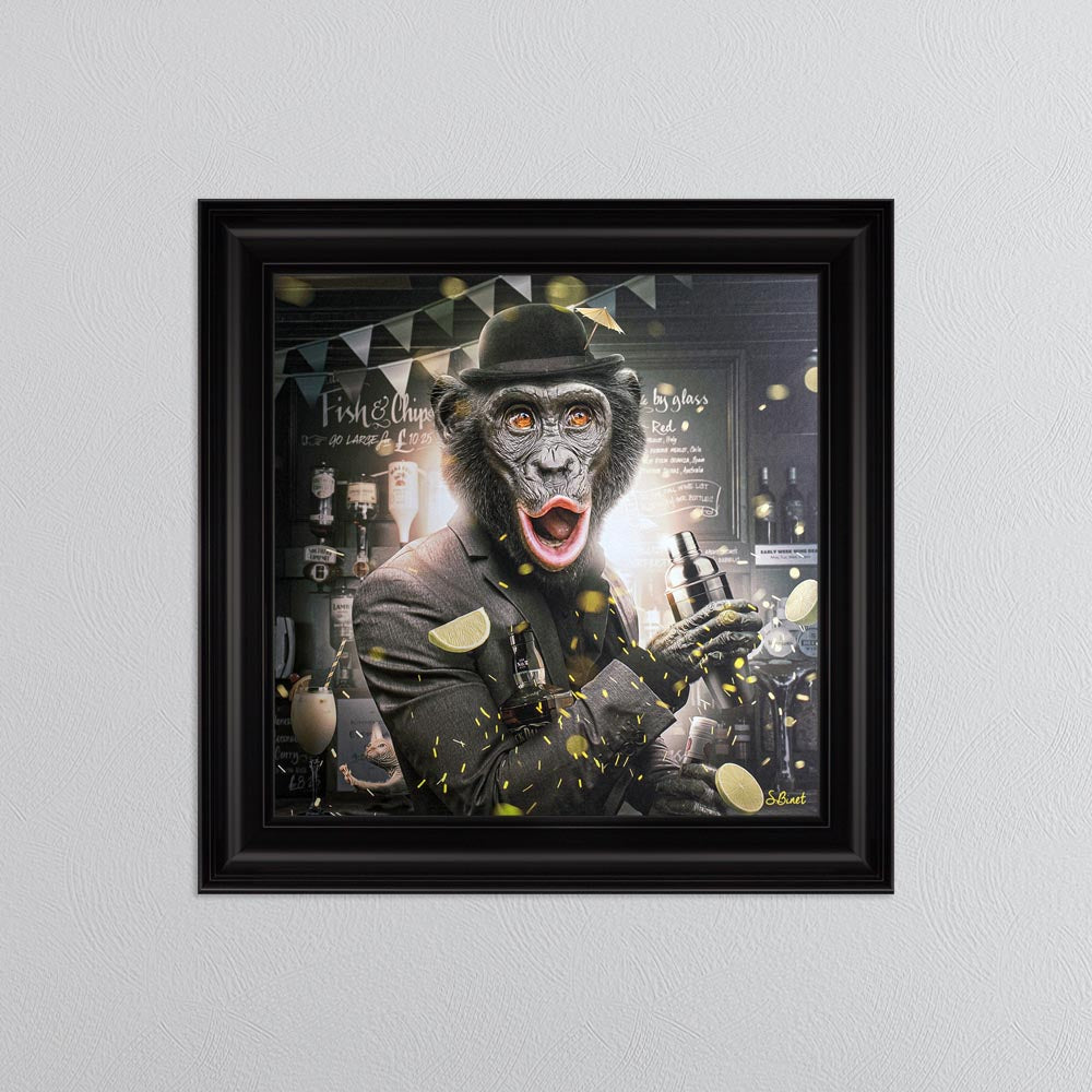 Cocktail Monkey Framed Wall Art