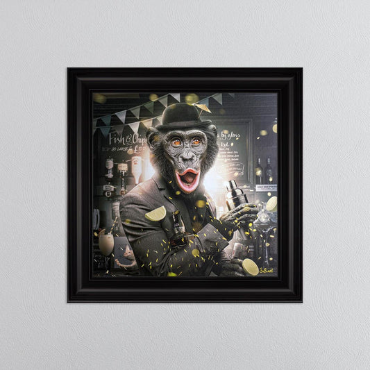 Cocktail Monkey Framed Wall Art