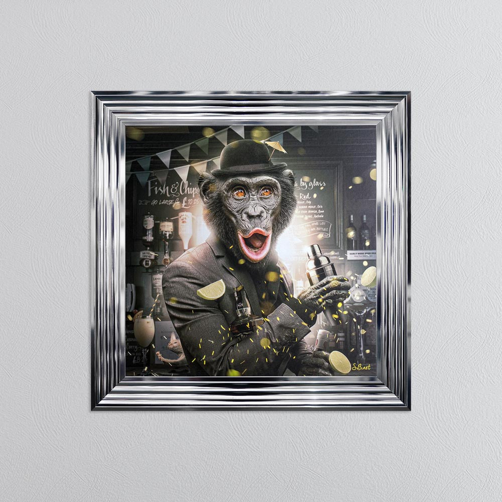 Cocktail Monkey Framed Wall Art