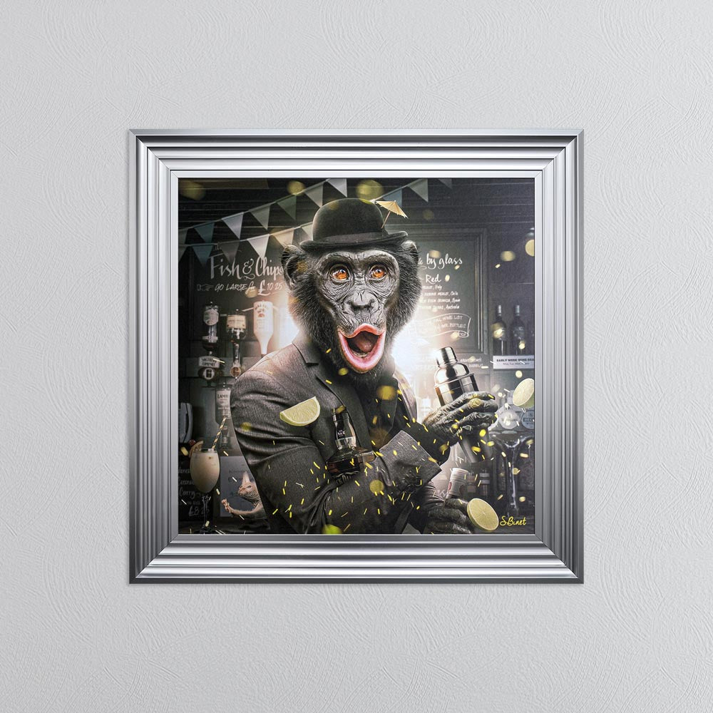 Cocktail Monkey Framed Wall Art