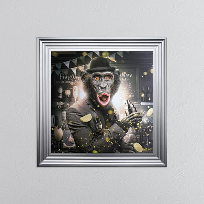 Cocktail Monkey Framed Wall Art