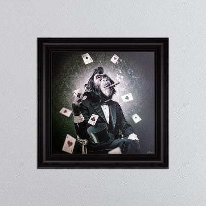 Poker Monkey Framed Wall Art