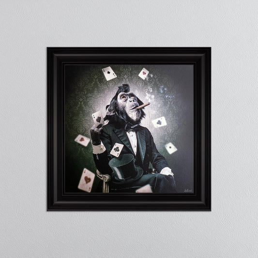 Poker Monkey Framed Wall Art