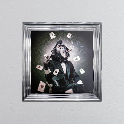 Poker Monkey Framed Wall Art