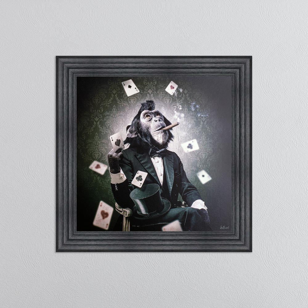 Poker Monkey Framed Wall Art