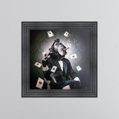 Poker Monkey Framed Wall Art