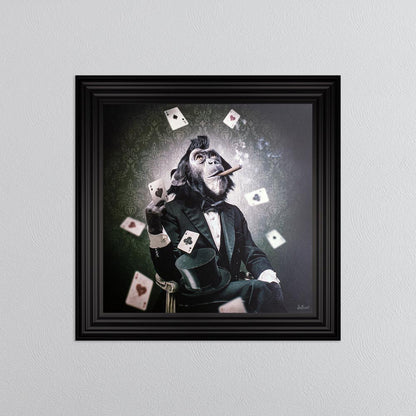 Poker Monkey Framed Wall Art