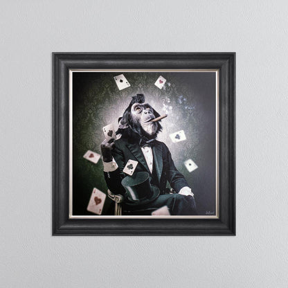 Poker Monkey Framed Wall Art