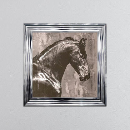 Black Stallion with Silver Foil Embellishment Framed Wall Art