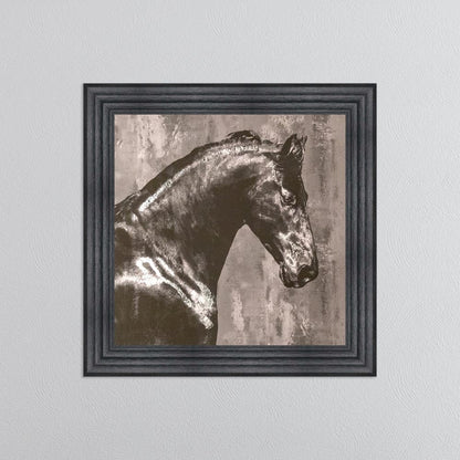 Black Stallion with Silver Foil Embellishment Framed Wall Art