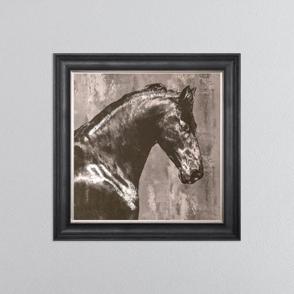 Black Stallion with Silver Foil Embellishment Framed Wall Art