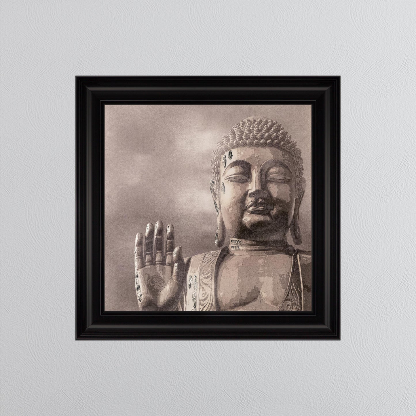 Buddha 4 with Silver Foil Embellishment - Framed Wall Art