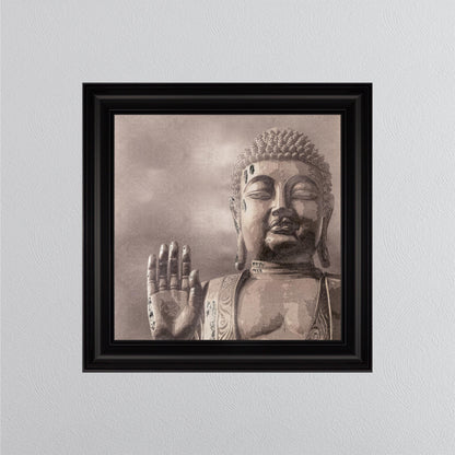 Buddha 4 with Silver Foil Embellishment - Framed Wall Art