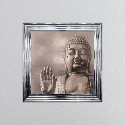 Buddha 4 with Silver Foil Embellishment - Framed Wall Art