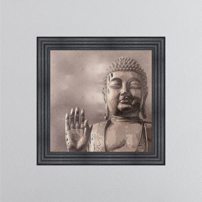 Buddha 4 with Silver Foil Embellishment - Framed Wall Art