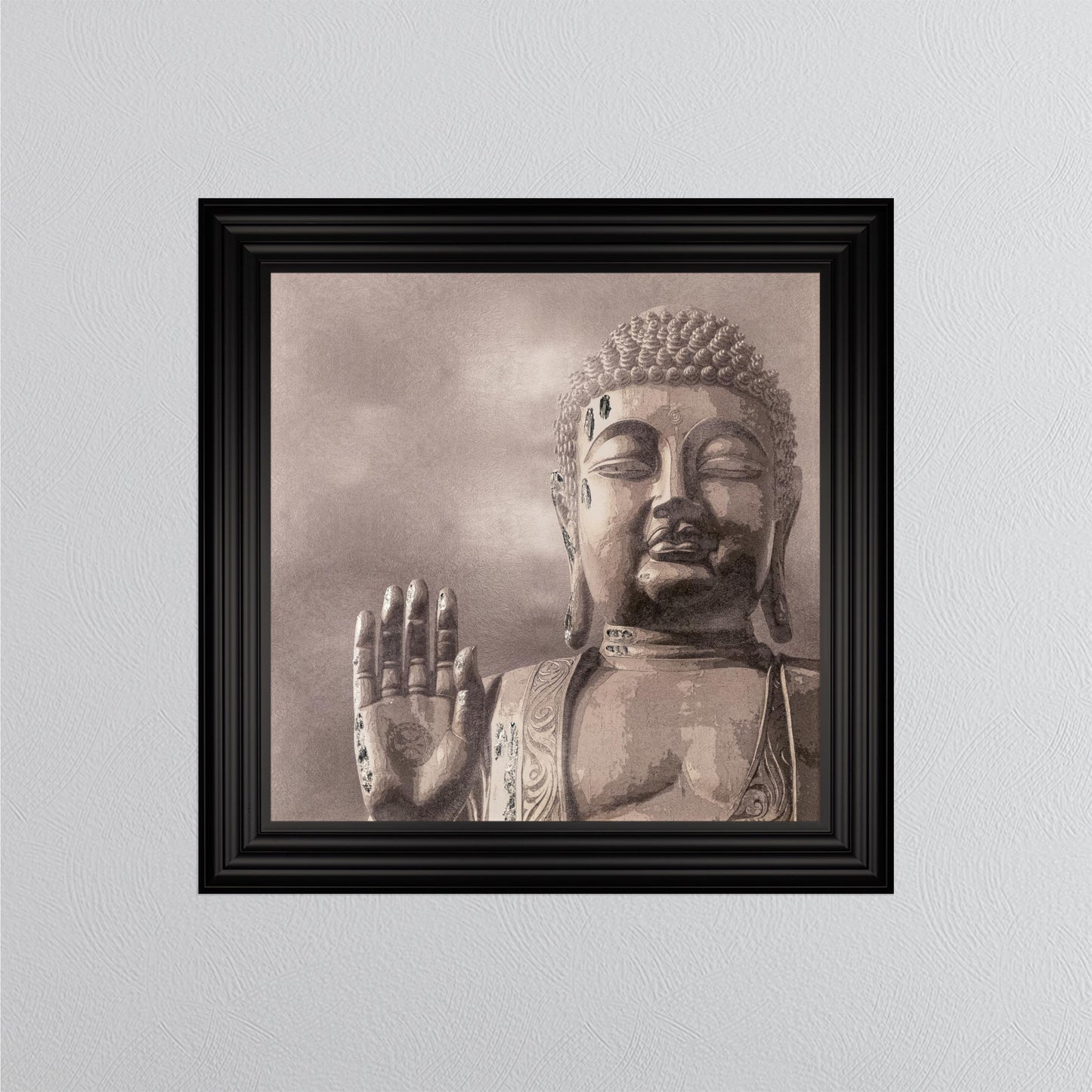 Buddha 4 with Silver Foil Embellishment - Framed Wall Art