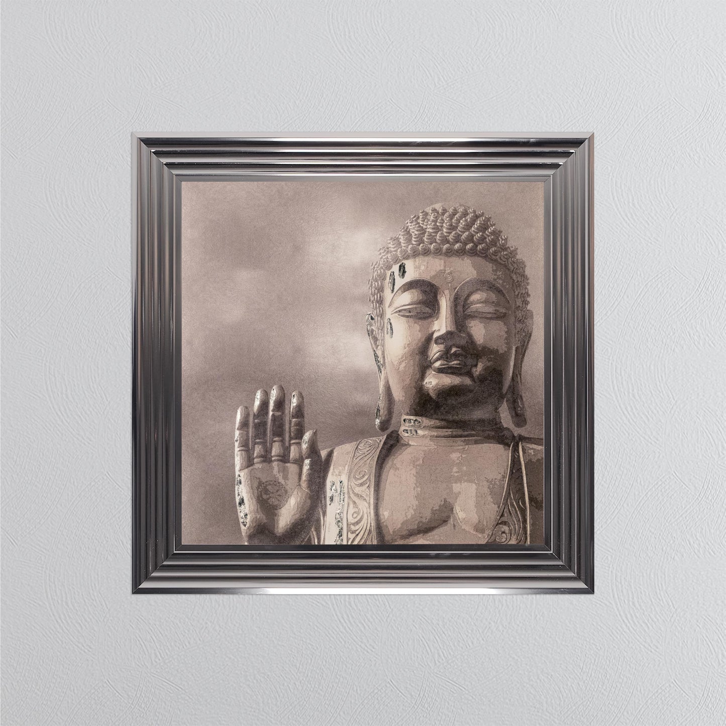 Buddha 4 with Silver Foil Embellishment - Framed Wall Art