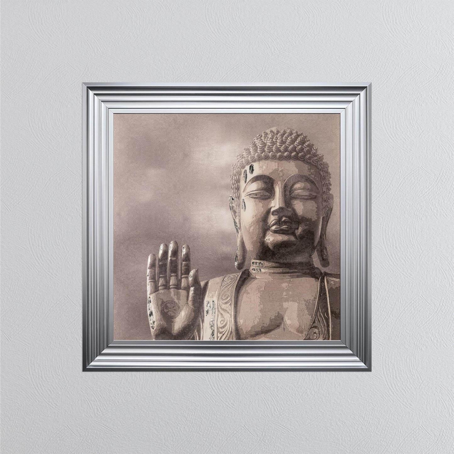 Buddha 4 with Silver Foil Embellishment - Framed Wall Art