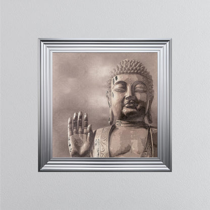 Buddha 4 with Silver Foil Embellishment - Framed Wall Art