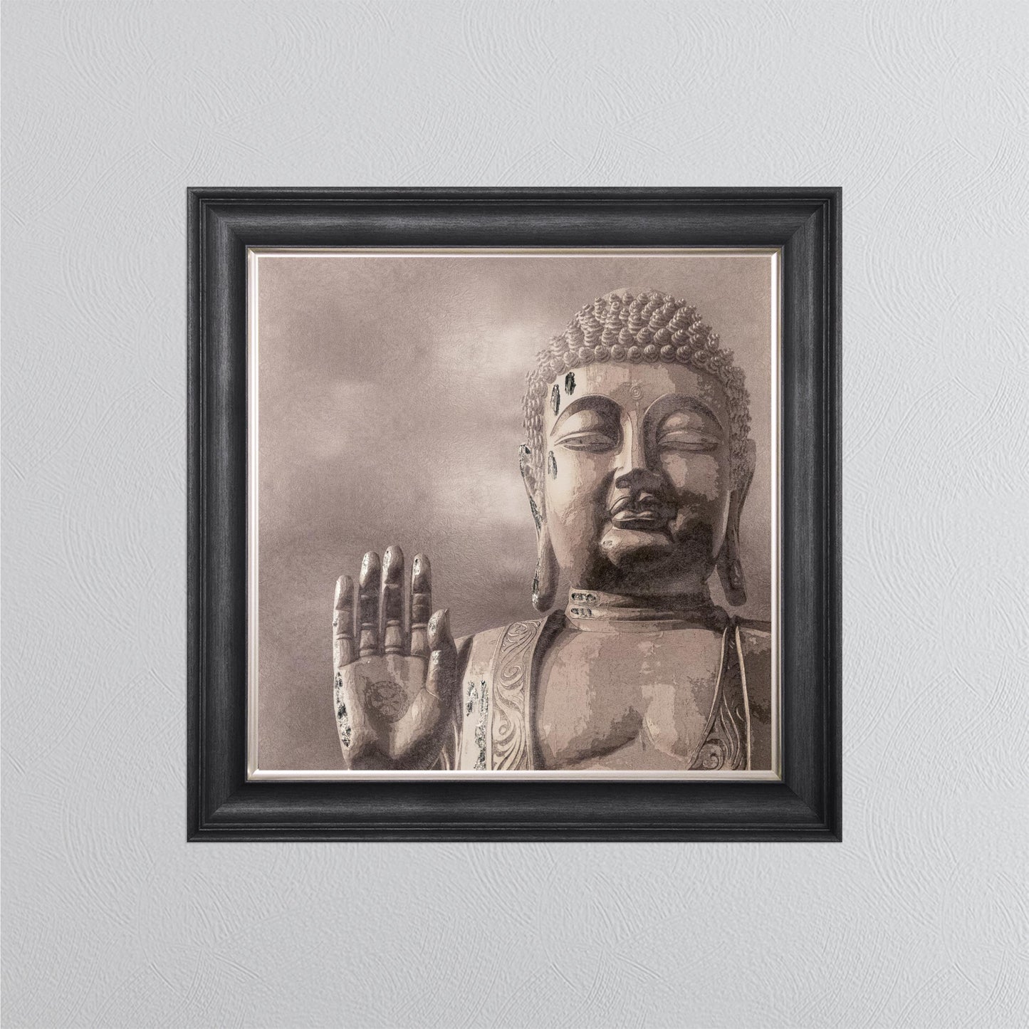 Buddha 4 with Silver Foil Embellishment - Framed Wall Art