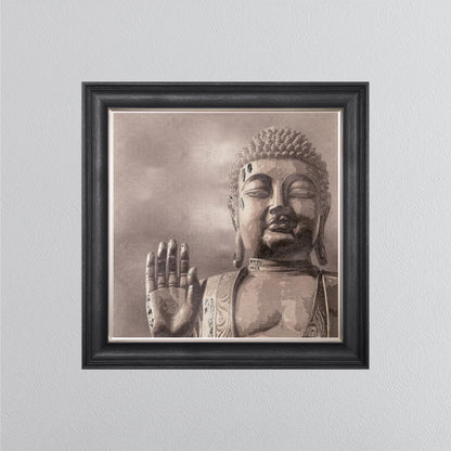 Buddha 4 with Silver Foil Embellishment - Framed Wall Art