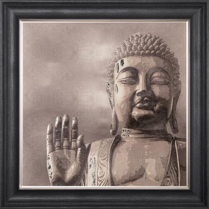 Buddha 4 with Silver Foil Embellishment - Framed Wall Art