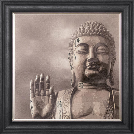 Buddha 4 with Silver Foil Embellishment - Framed Wall Art