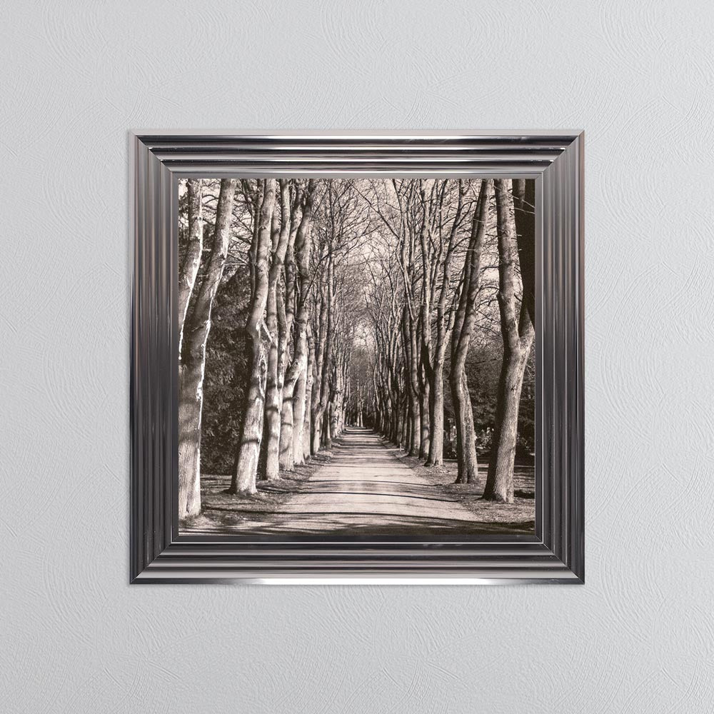 Mono Path with Silver Foil Embellishment - Framed Wall Art