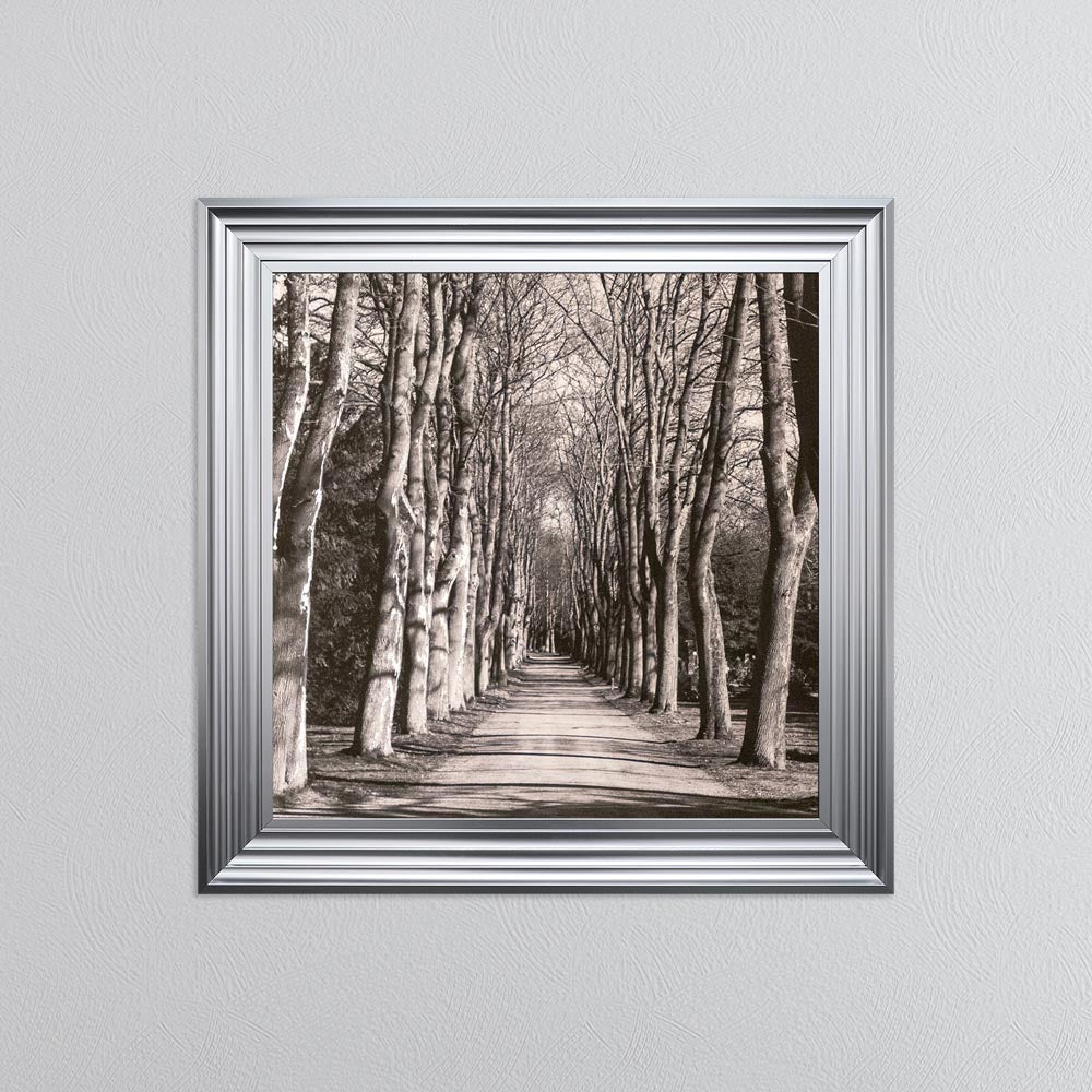 Mono Path with Silver Foil Embellishment - Framed Wall Art