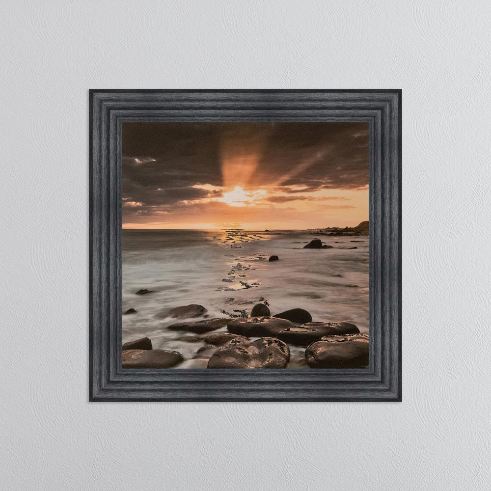 Nordic Sunset with Silver Foil Embellishment - Framed Wall Art