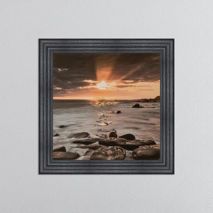 Nordic Sunset with Silver Foil Embellishment - Framed Wall Art