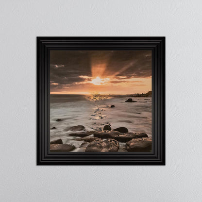 Nordic Sunset with Silver Foil Embellishment - Framed Wall Art