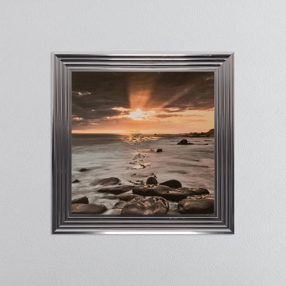 Nordic Sunset with Silver Foil Embellishment - Framed Wall Art