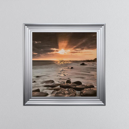 Nordic Sunset with Silver Foil Embellishment - Framed Wall Art