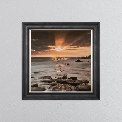 Nordic Sunset with Silver Foil Embellishment - Framed Wall Art