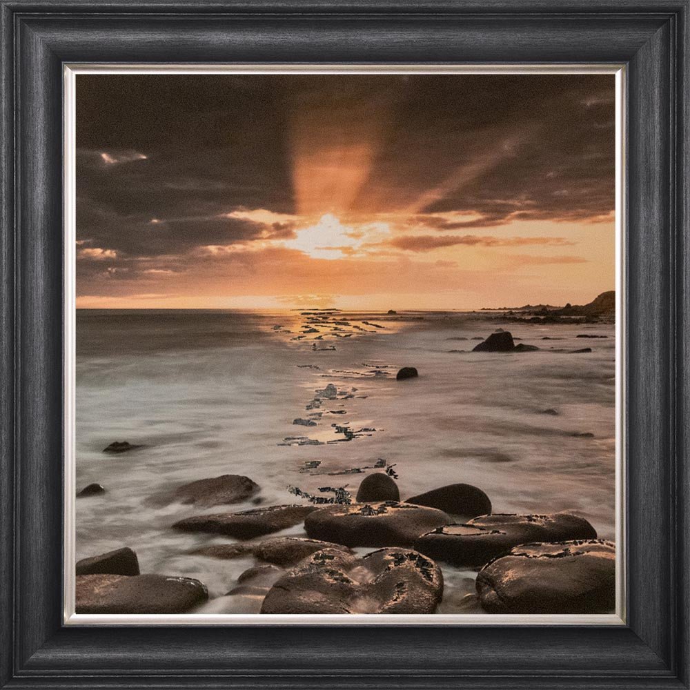 Nordic Sunset with Silver Foil Embellishment - Framed Wall Art