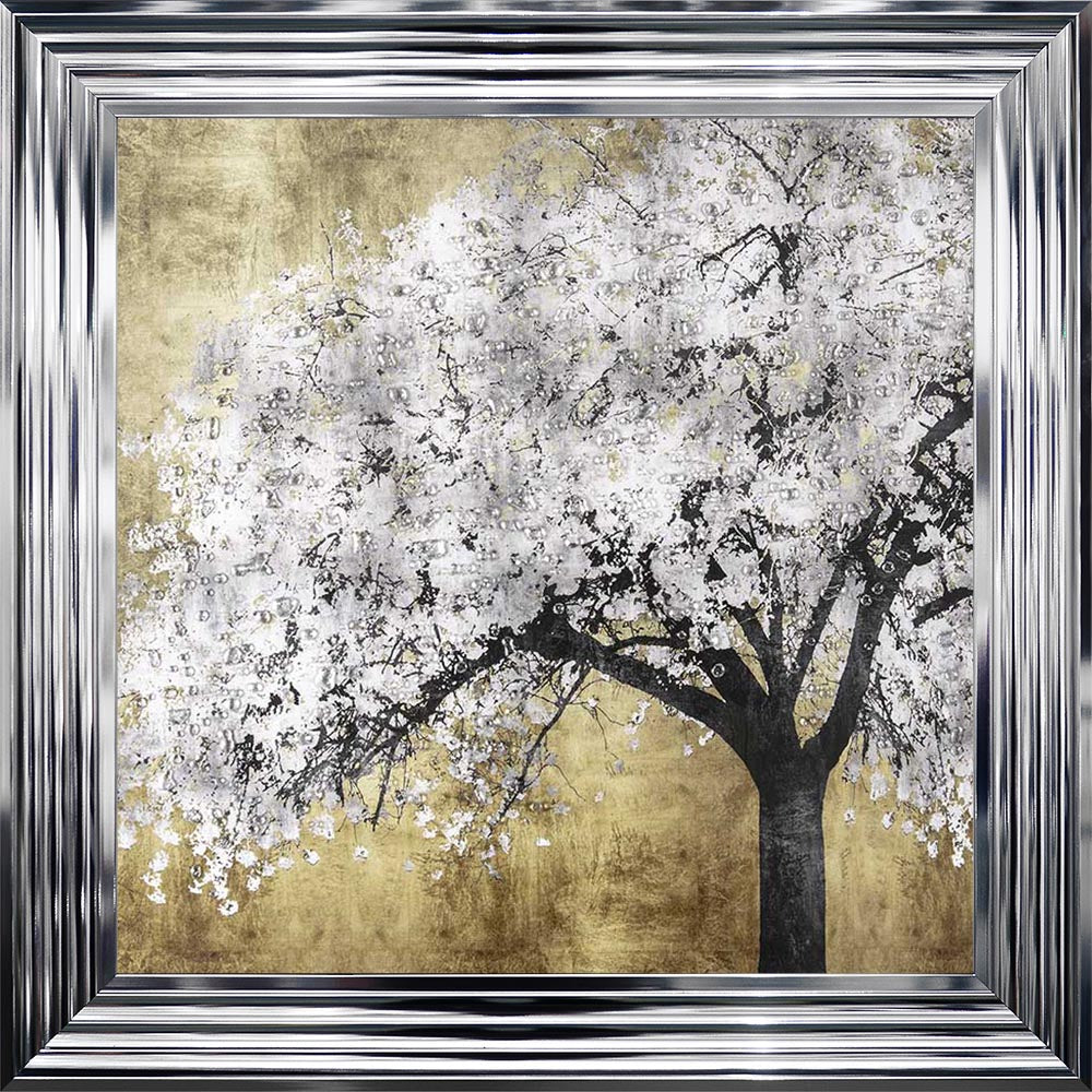Silver Blossoms Framed Wall Art