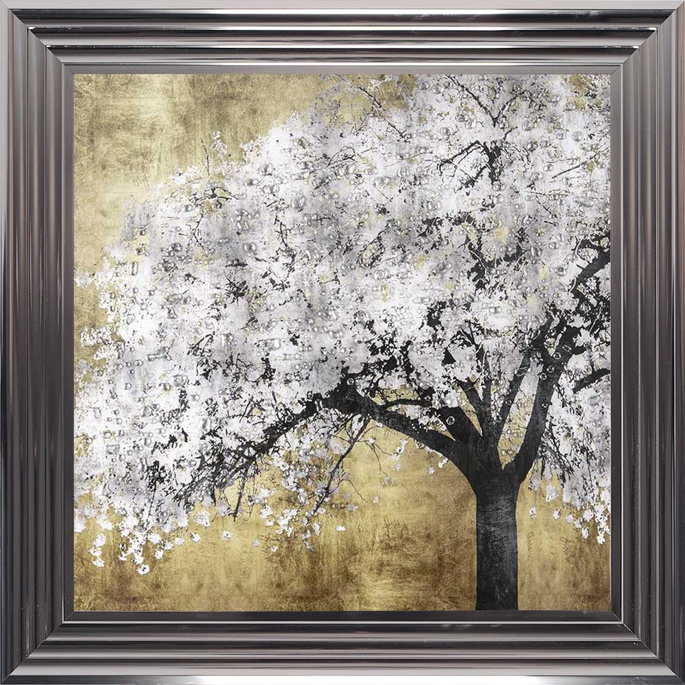 Silver Blossoms Framed Wall Art