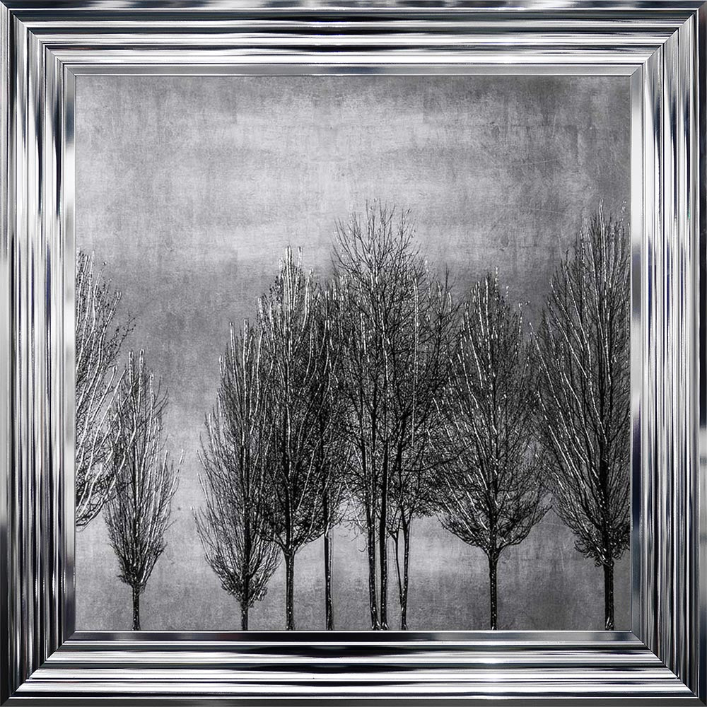 Trees On Silver 2 Framed Wall Art