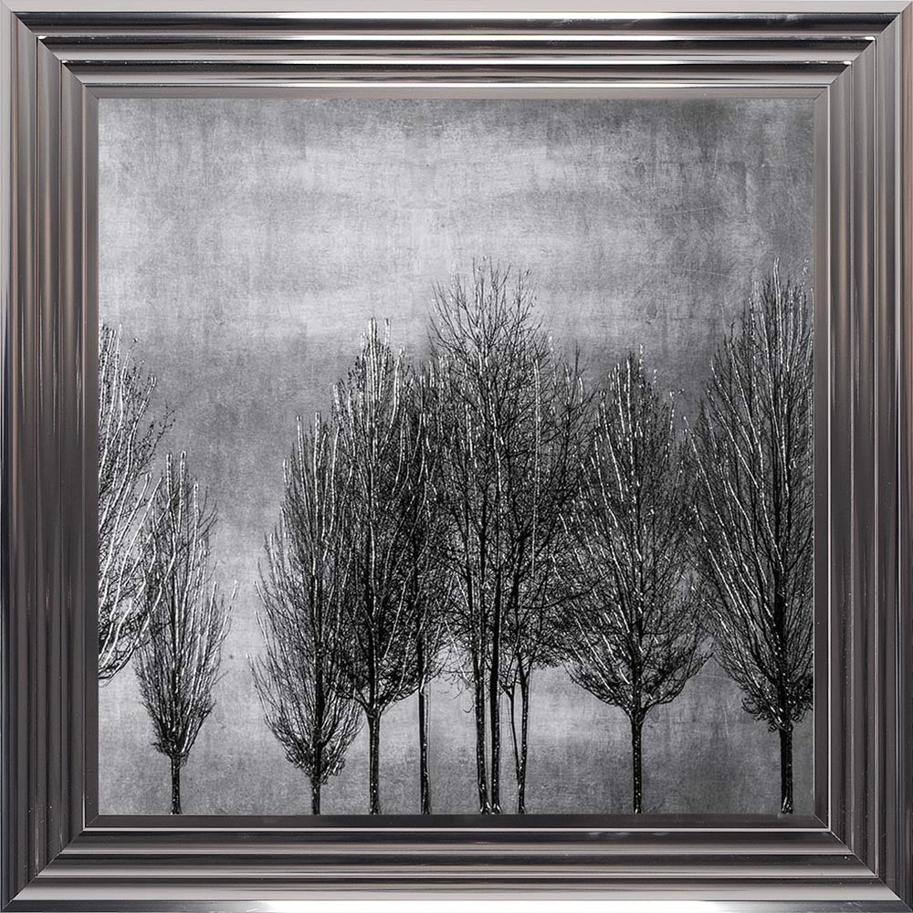 Trees On Silver 2 Framed Wall Art