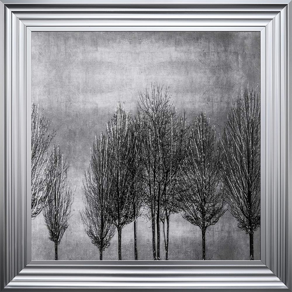 Trees On Silver 2 Framed Wall Art