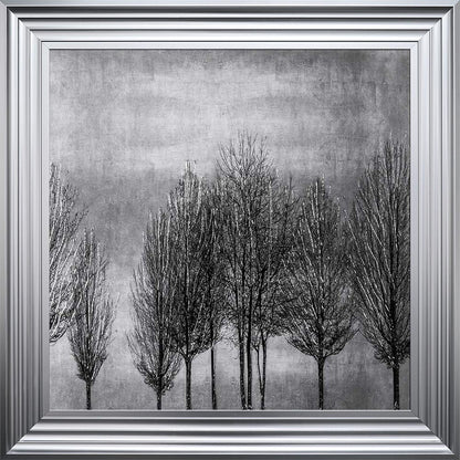 Trees On Silver 2 Framed Wall Art