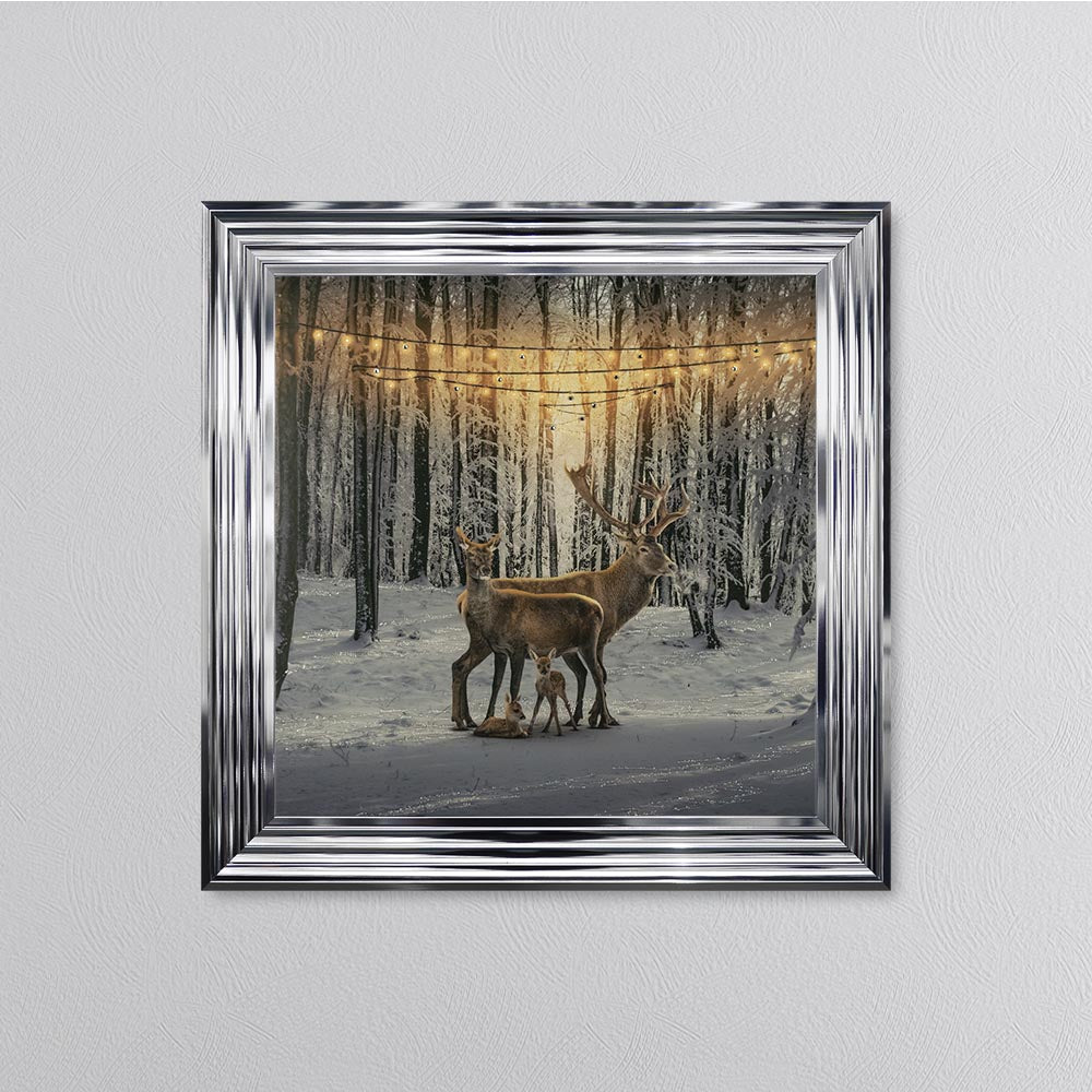 Winter Deer With Two Fawns Framed Wall Art