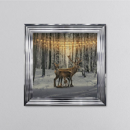 Winter Deer With Two Fawns Framed Wall Art